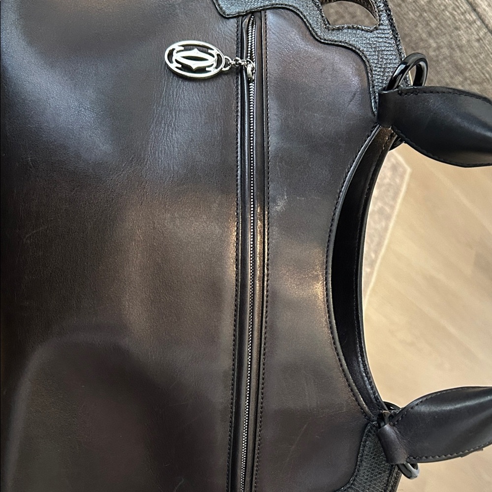 Cartier Black Leather Structured Tote with Perforated Logo - Picture 11 of 11